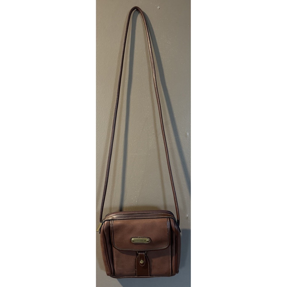 Liz Claiborne Vintage Crossbody Bag Brown Leather Small